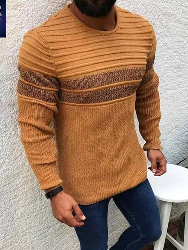 Men's Striped Sweater 2023 Autumn Knit Top Sweater Men's Striped Sweater - bertofonsi