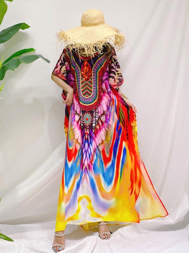 New European and American Style Maxi Dress Fairy Sanya Seaside Vacation V-neck Slim-Fit Large Size Slimming Beach Skirt Summer - bertofonsi