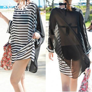 Chiffon Large Size Loose Sunscreen Clothes Women's 2023 Summer New Korean Style Versatile Long Sleeve Mid Length Long Length Thin Beach Top - bertofonsi
