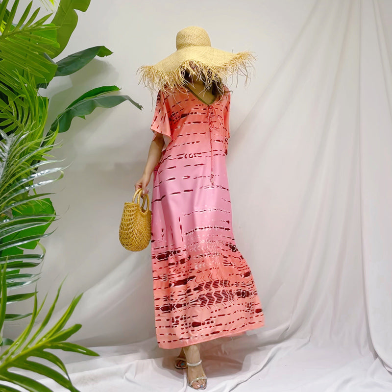 2023 New Maldives Pink Dress Female Dress Slim Looking Robe Sanya Seaside Beach Skirt Fairy Summer - bertofonsi