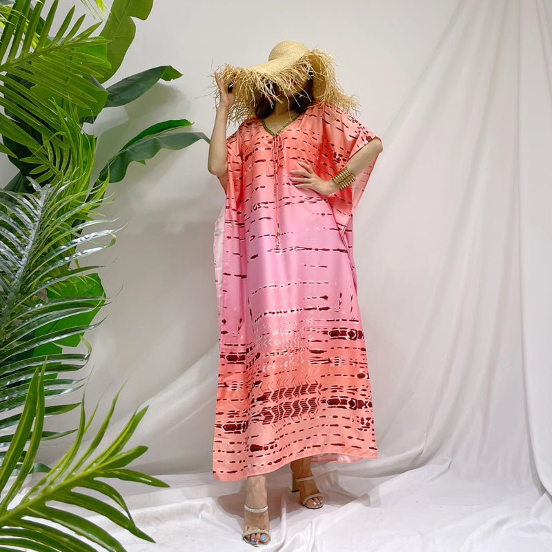2023 New Maldives Pink Dress Female Dress Slim Looking Robe Sanya Seaside Beach Skirt Fairy Summer - bertofonsi