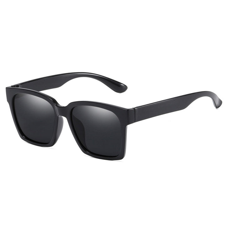 American Style Ultra-Light TR90 Matte Black Fat Big Face Square Frame Sunshade Polarized TikTok Sunglasses Holiday Men's Sunglasses - bertofonsi