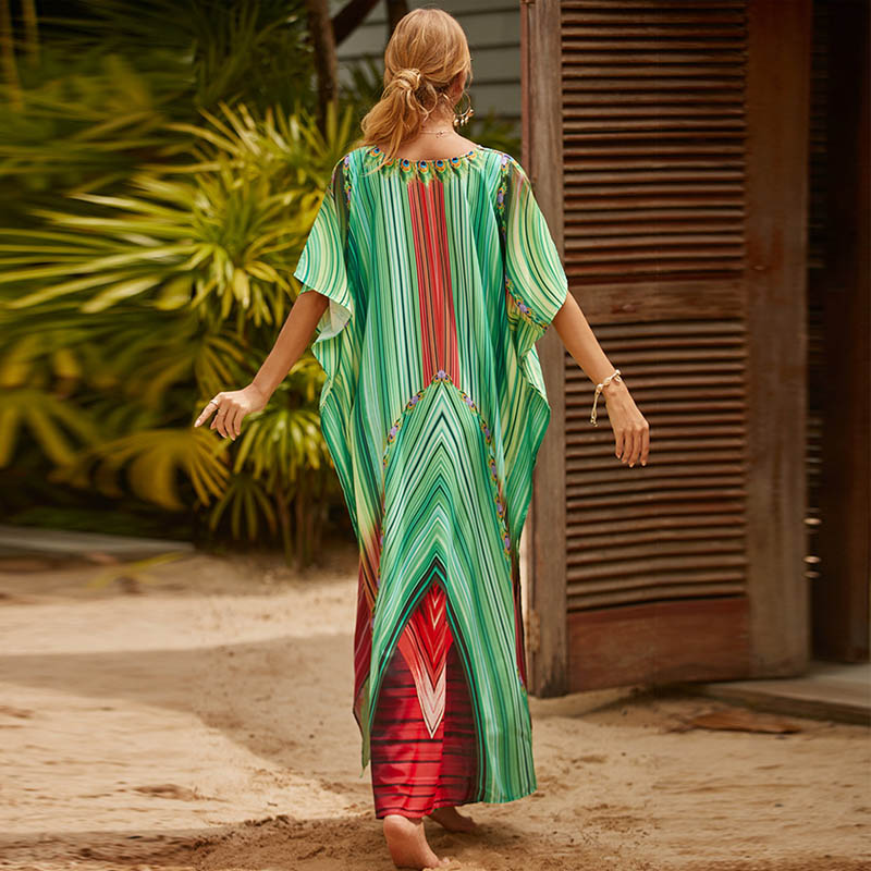 2023 New Arrival Ethnic Style Dress for Traveling and Taking Photos Long Dress Large Size Slim Looking Beach Dress for Women for Sanya Seaside Holiday - bertofonsi