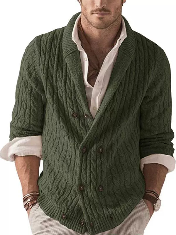 European and American-Style Solid Color Coat Men's Large Cardigan Sweater - bertofonsi