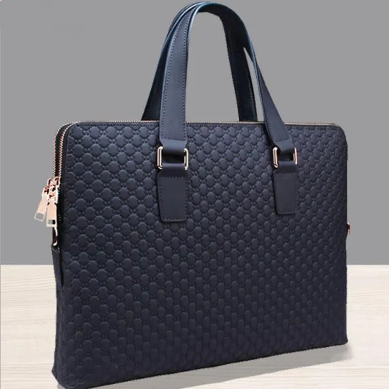 Genuine Leather Men And Women Handbags Business Briefcase Ladies Shoulder Diagonal Blue/Black 14" Laptop Bag Messenger Bags - bertofonsi