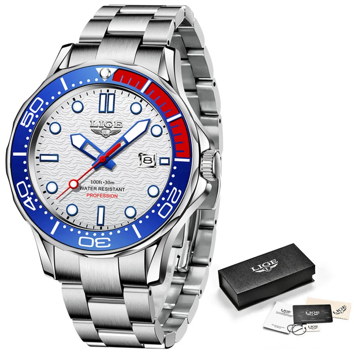 2023 LIGE New Business Mens Watches Top Brand Luxury Dive Watch For Men Waterproof Date Clock Sport Watch Relogio Masculino+Box - bertofonsi