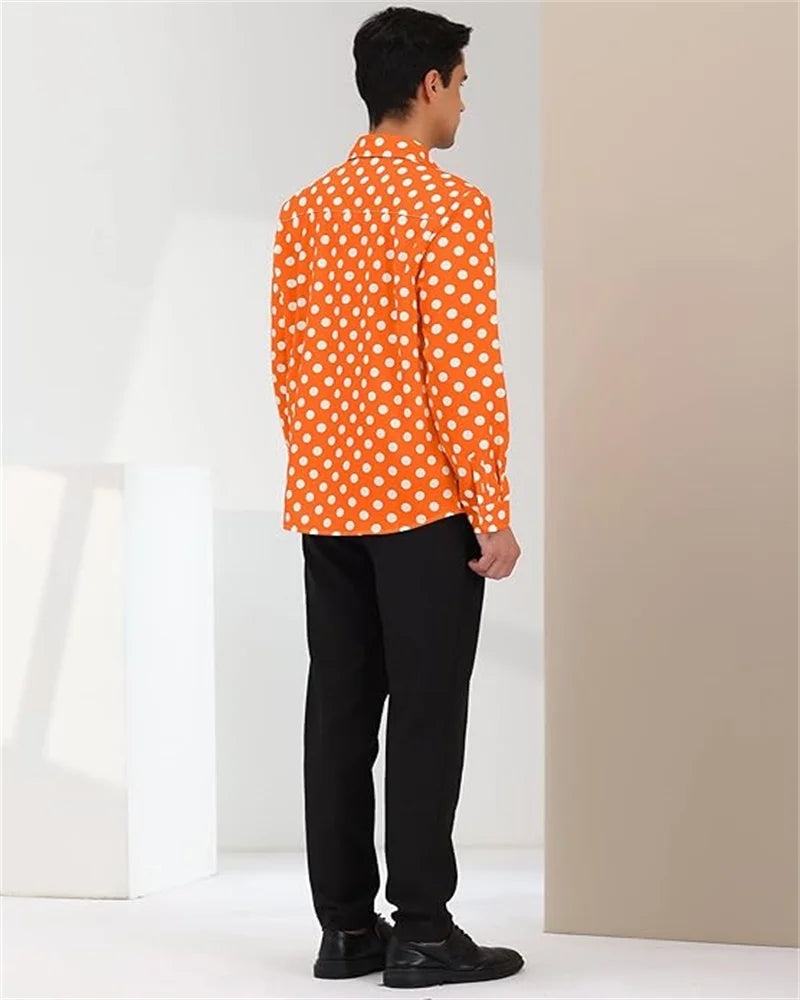 2023 10 Colors Polka Dot Long Sleeve Slim Shirt 3D Printed Lapel Button Top Long Sleeve Shirt Clothing Designer Design S-6XL - bertofonsi