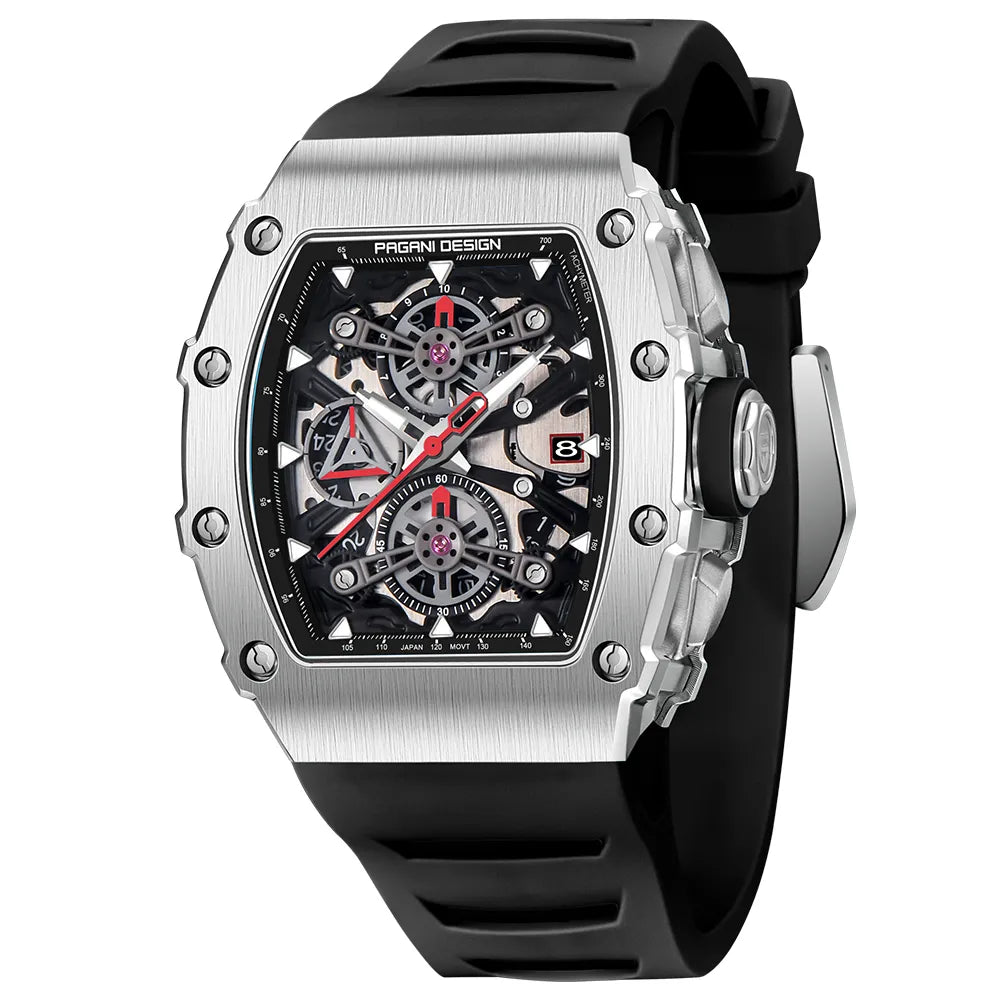 2023 New PAGANI DESIGN 40MM Tonneau Men's Quartz Watches Top Brand Sapphire Glass 5ATM Waterproof Stainless Steel chronograph - bertofonsi