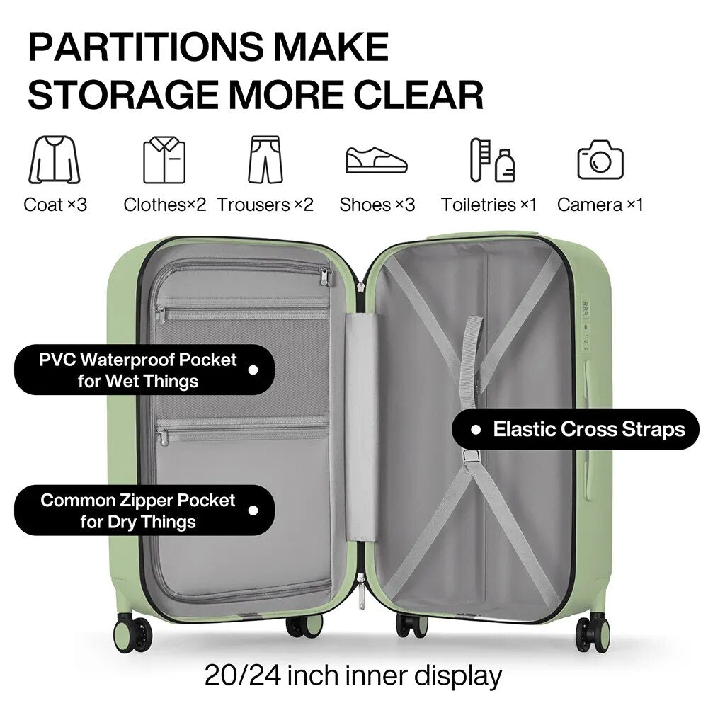 Mixi Patent Design Travel Luggage Women Men Suitcase On Wheels Spinner Trolley Case Bag 18" Carry On 20" 24" Check In 100% PC - bertofonsi