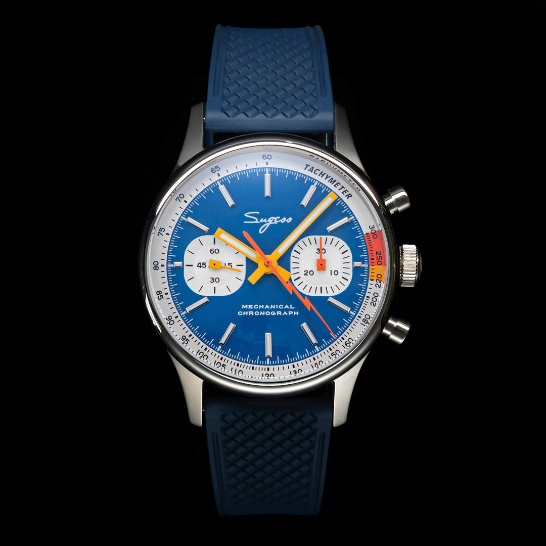 Sugess Pilot Watch ST19 Origin Movement Swanneck Wristwatch Mechanical Chronograph Sappire Crystal Military Limited Racing 1963 - bertofonsi