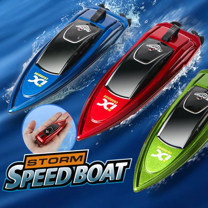 RC Boat Children's Mini Remote Control Boat Speedboat Summer Swimming High Speed Rowing Submarine Toys for Boys Children Gift - bertofonsi