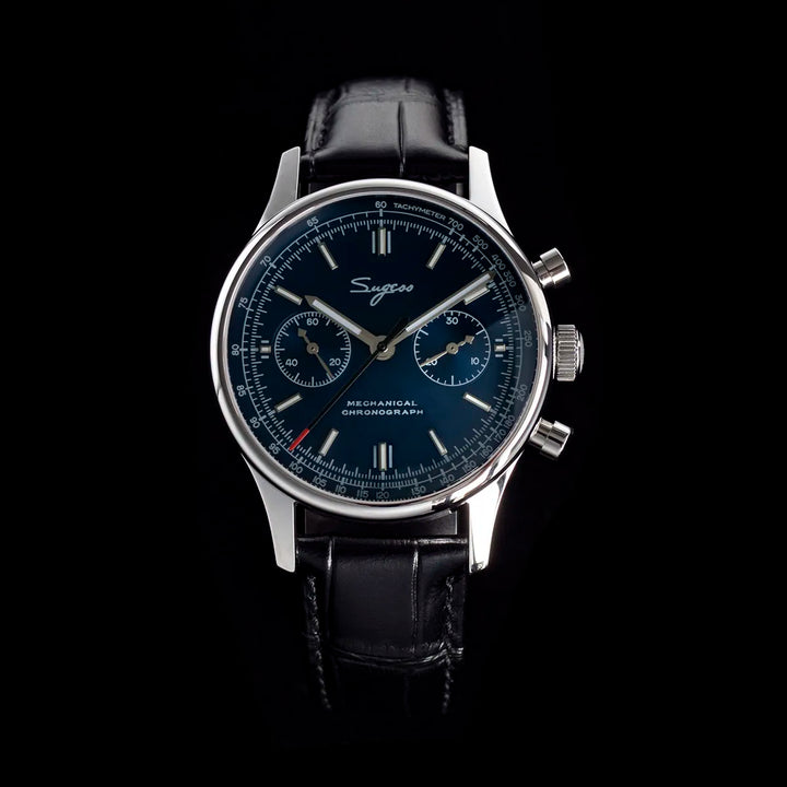 Sugess 1963 Pilot Mens Watch Chronograph Sapphire Crysta Mechanical Wristwatches Tianjin ST1901 Movement  Waterpoorf Green 40mm - bertofonsi