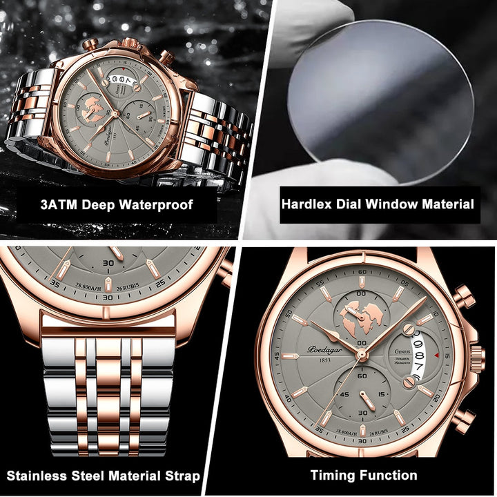 POEDAGAR Luxury Watches Sport Top Brand Military Calendar Waterproof Stainless Steel Multifunctional Men Watch for Man Clock+Box - bertofonsi