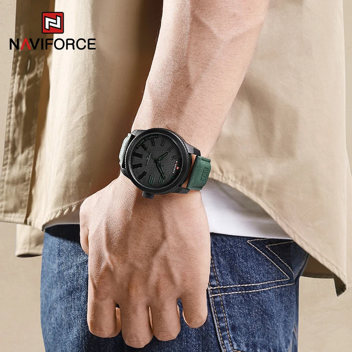 NAVIFORCE Popular Male Wristwatch Military Sports Shockproof Waterproof Leather Watch Men Fashion Casual Clock Relogio Masculino - bertofonsi