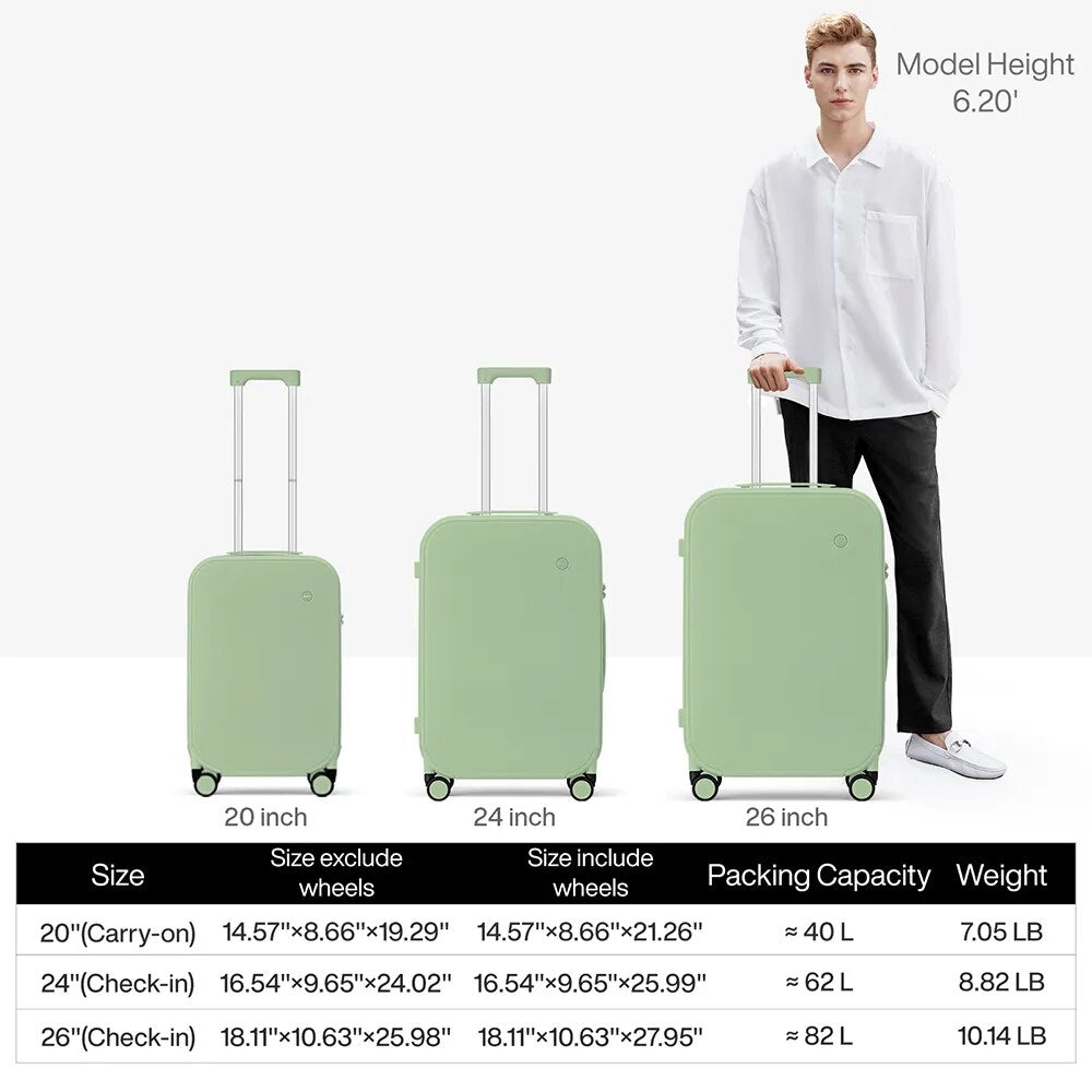 Mixi Patent Design Travel Luggage Women Men Suitcase On Wheels Spinner Trolley Case Bag 18" Carry On 20" 24" Check In 100% PC - bertofonsi
