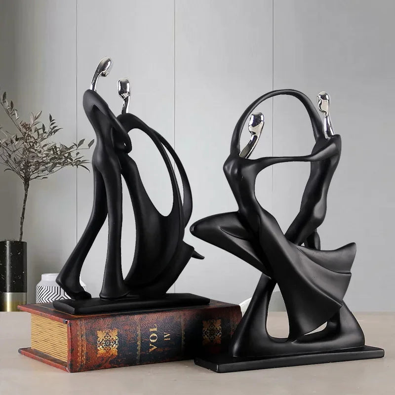 Nordic Art Dancing Couple Resin Figure Ornaments Figurines Home Decoration Accessories for Living Room Ornaments for Home Decor - bertofonsi