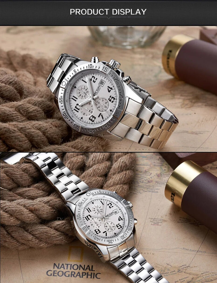 MEGIR Top Luxury Brand Men's Wrist Watch Mens Chronograph Clocks Male Quartz Watches Military Sport Stainless Steel Clock 2030 - bertofonsi