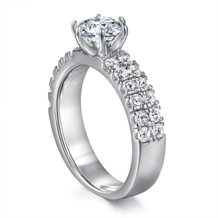 1 Carat Moissanite 925 Sterling Silver Ring New Fashion for Women Engagement Wedding Bands - bertofonsi