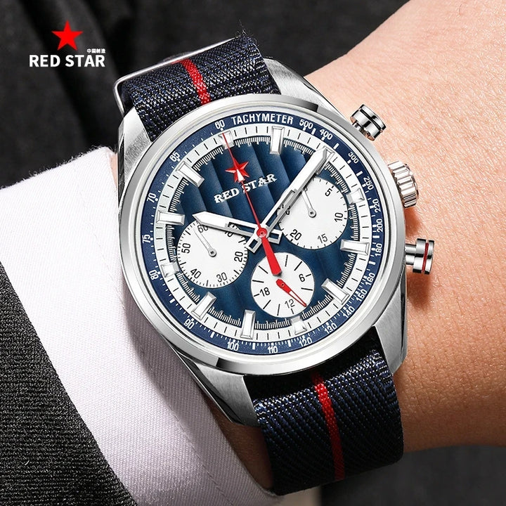 SEAKOSS RED STAR 1963 Chronograph Air Pilot Men Real Three-Eyes ST1903 Mechanical Watches Waterproof Super Luminous Wristwatches - bertofonsi
