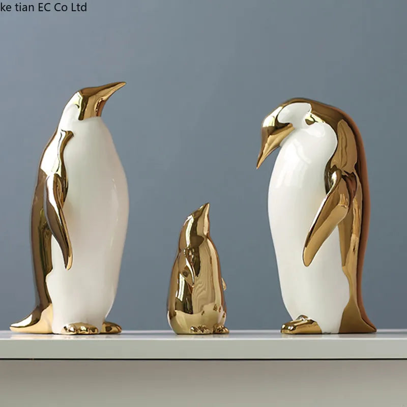 European-style Ceramic Penguin Ornaments Living Room Bedroom Bookcase Office Animal Statue Craft Decoration Home Decoration Gift - bertofonsi