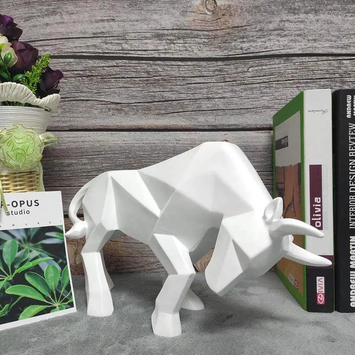 YuryFvna Morden Geometric Bull Statue Ornament Cafe Cattle Sculptures Animal Figurines Abstract Hotel Home Decoration - bertofonsi