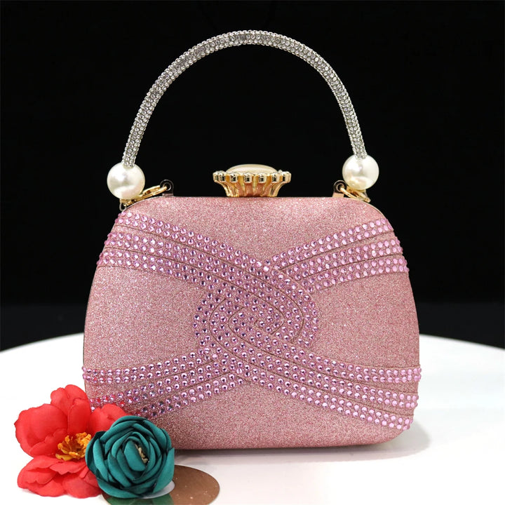 Venus Chan New Italian Design Magenta Diamond Belt With The Same Color Cashew Bag Exquisite Banquet Ladies Shoes And Bag - bertofonsi
