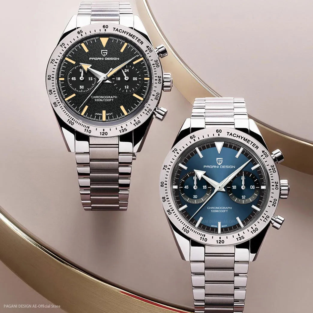 2023 New PAGANI DESIGN Retro Wide Arrow Watches Luxury Quartz Watch For Men Sport Speed Chronograph VK64 Movt AR Sapphire glass - bertofonsi
