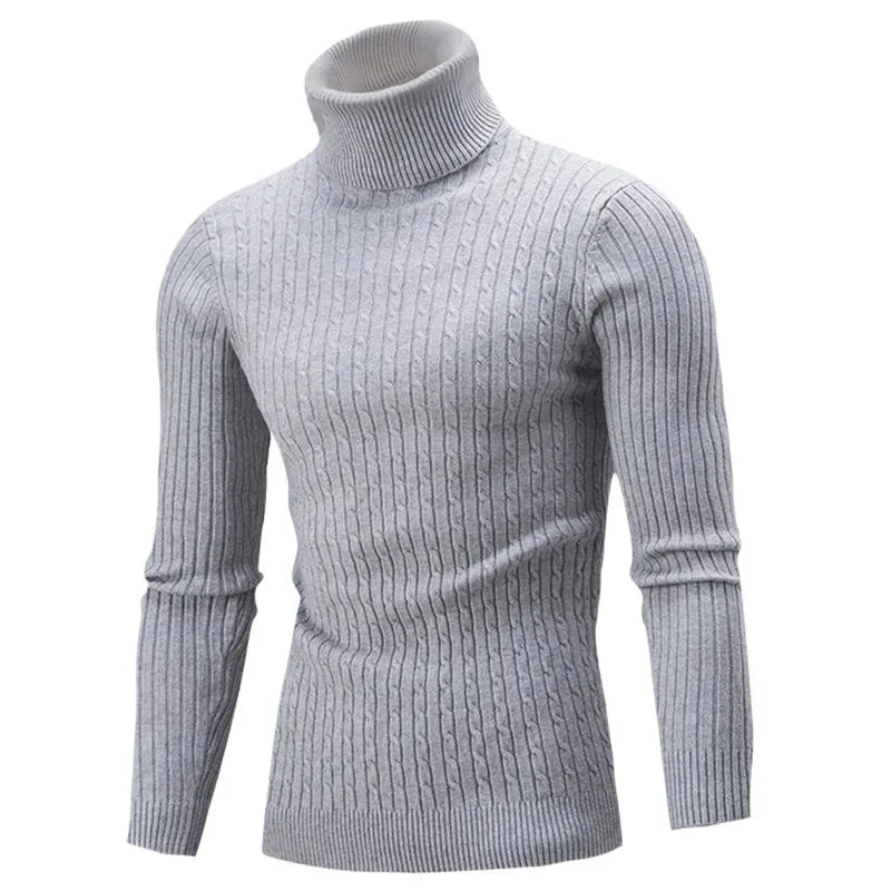 Autumn Winter Men's Turtleneck Sweater Men's Knitting Pullovers Rollneck Knitted Sweater Warm Men Jumper Slim Fit Casual Sweater - bertofonsi