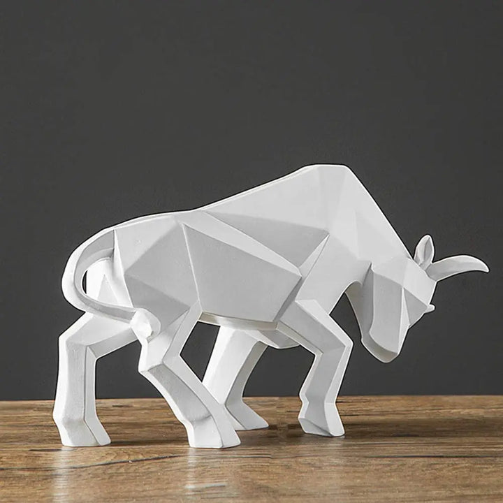 YuryFvna Morden Geometric Bull Statue Ornament Cafe Cattle Sculptures Animal Figurines Abstract Hotel Home Decoration - bertofonsi