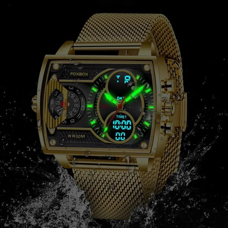 2023 Men Watch Gold Quartz Led Clock Men Watch Sport Waterproof Wrist Watch Male Military Digital Watches Man Relogio Masculino - bertofonsi