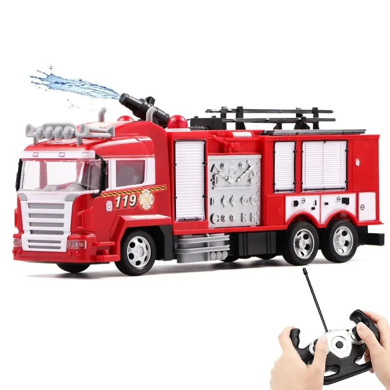 Large Size Fall Resistant Electric Remote Control Fire Truck Toy Set Children Simulation Sprinkler Engineering Car Boy Toy Gift - bertofonsi