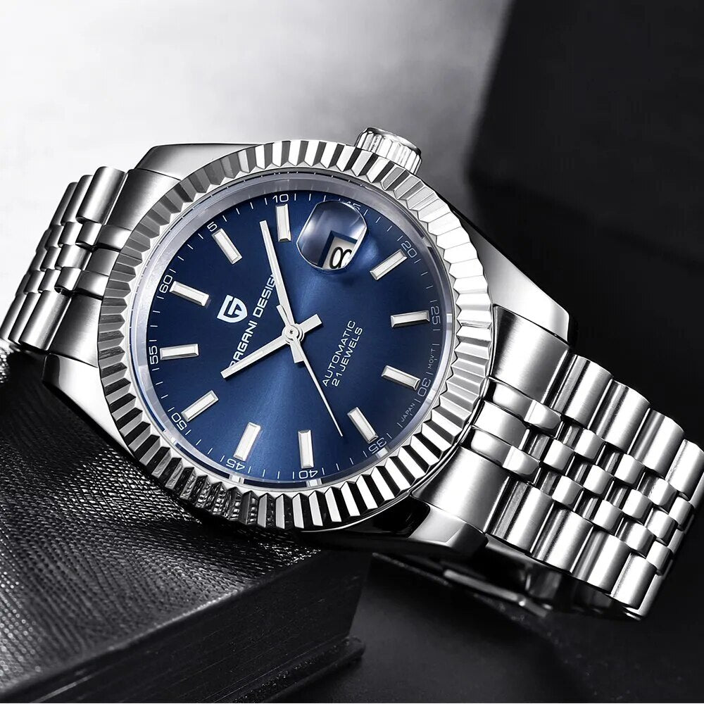 PAGANI DESIGN Men Mechanical Watch Luxury Automatic Watch Sport Stainless Steel 100M Waterproof Watch for Men - bertofonsi