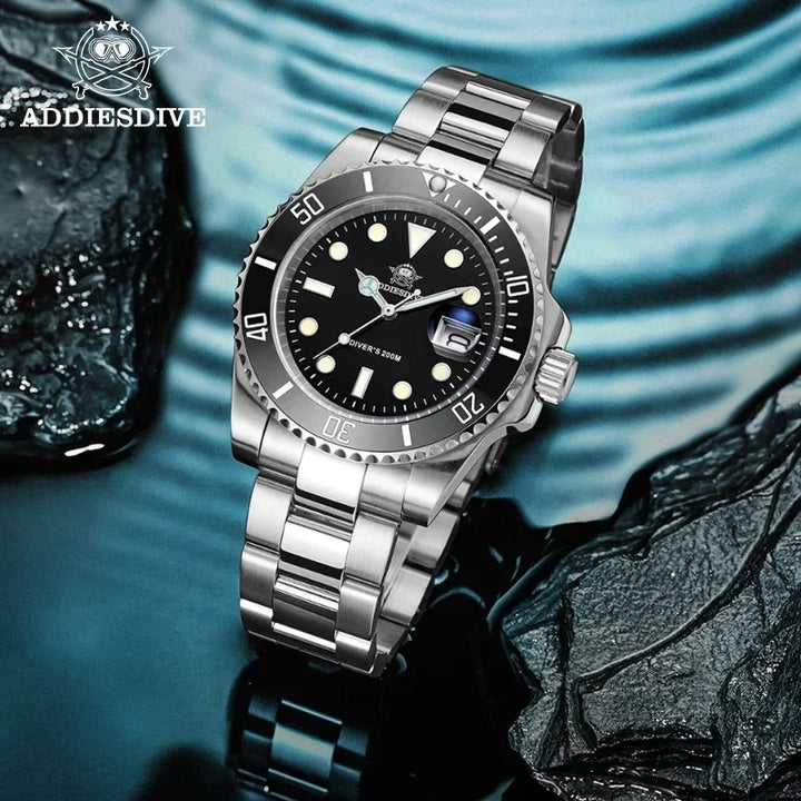 ADDIESDIVE Men's European and American Business Quartz Watch Business Stainless Steel Diving Watches Super Luminous reloj hombre - bertofonsi