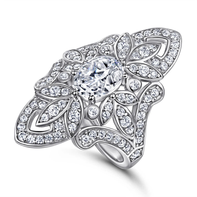 1.5 Carat D Color Oval Moissanite 925 Silver Ring Wedding Band Anniversary Engagement Gift - bertofonsi
