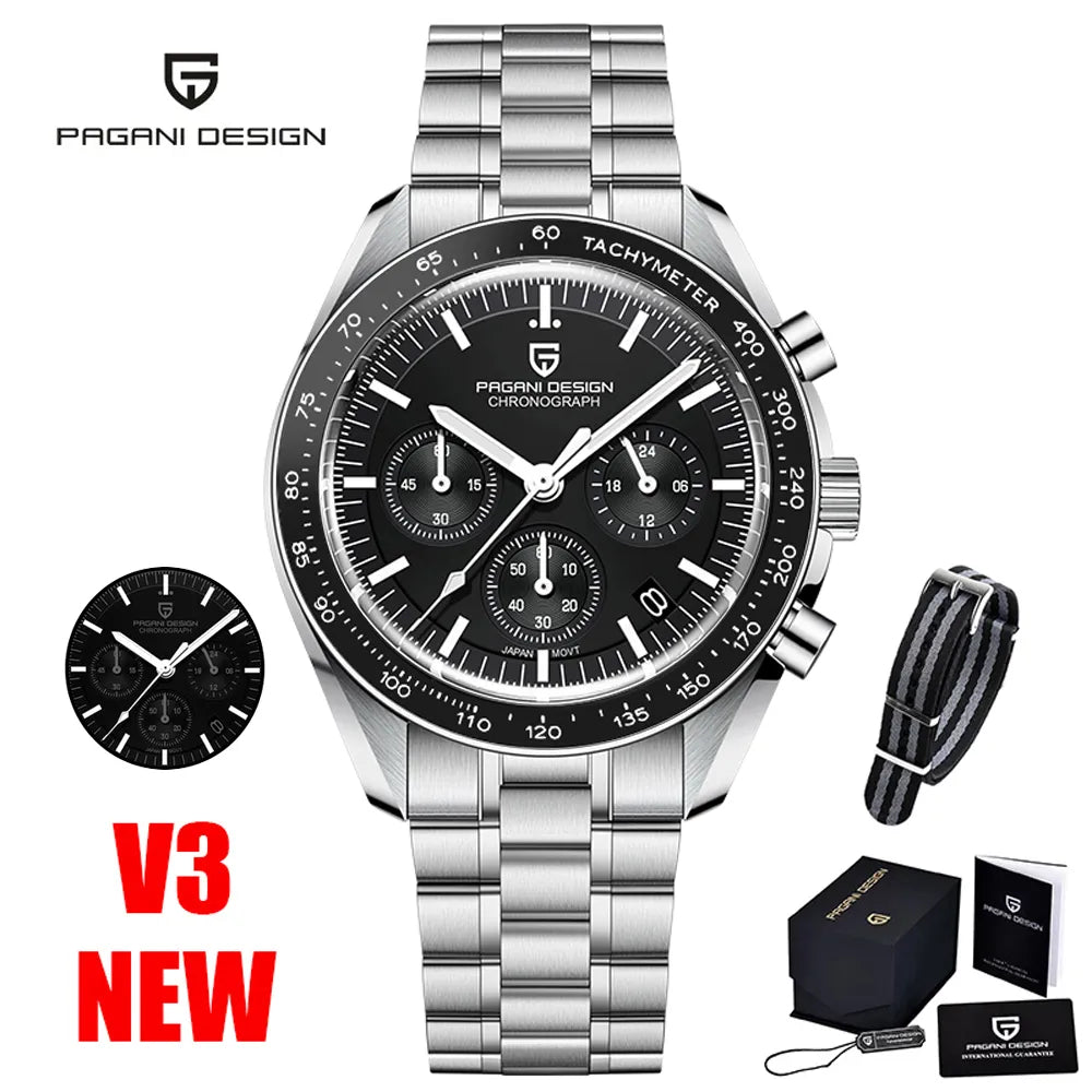 PAGANI DESIGN Men's Watches 2023 Top Brand Quartz Chronograph Automatic Watch For Men Sport Stainless Steel Luminous Waterproof - bertofonsi