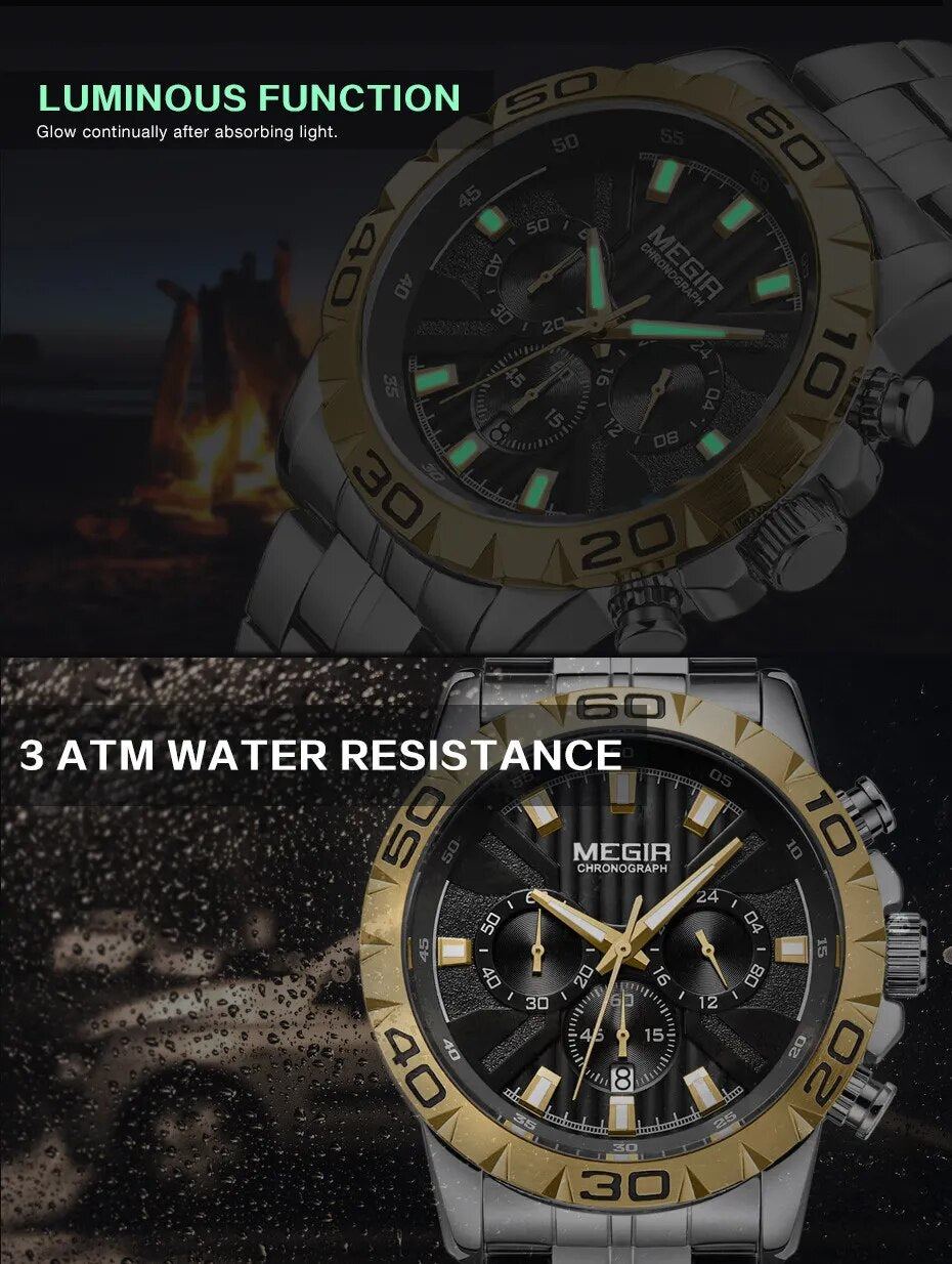 MEGIR Watches Business Mens Watches Top Brand Luxury Quartz Casual Wristwatch Date Clock Waterproof Wrist Watch Chronograph 2087 - bertofonsi