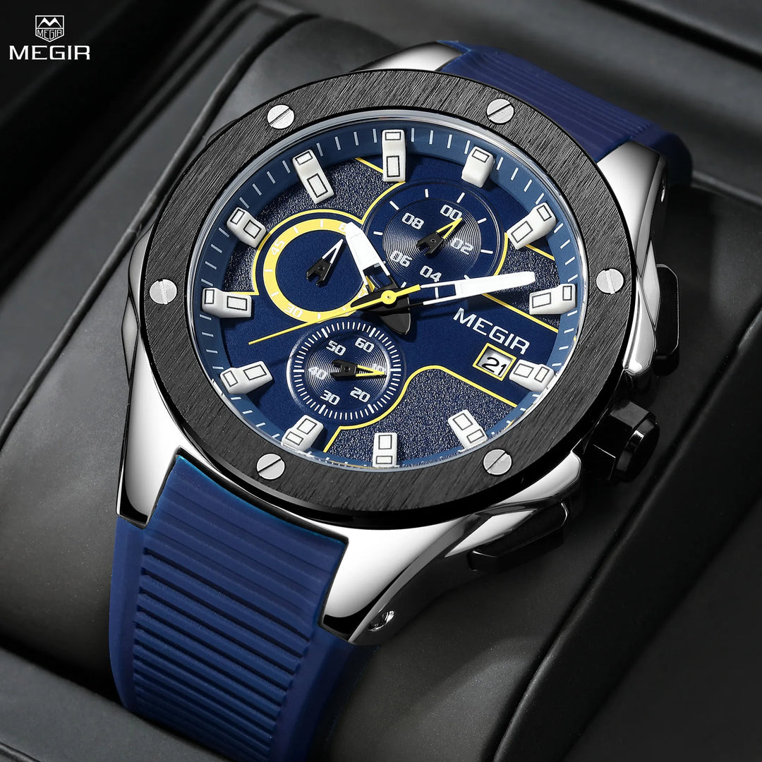 MEGIR Men Sport Military Watch Luxury Luminous Chronograph Quartz Watches Clock Calendar Waterproof Wristwatch Relogio Masculino - bertofonsi