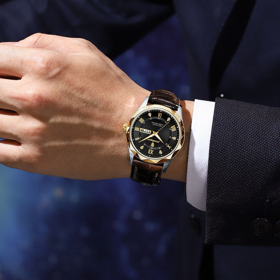 POEDAGAR Luxury Business Man Wristwatch Waterproof Luminous Date Week Men Watch For Men Quartz Clock Leather Men's Watches reloj - bertofonsi