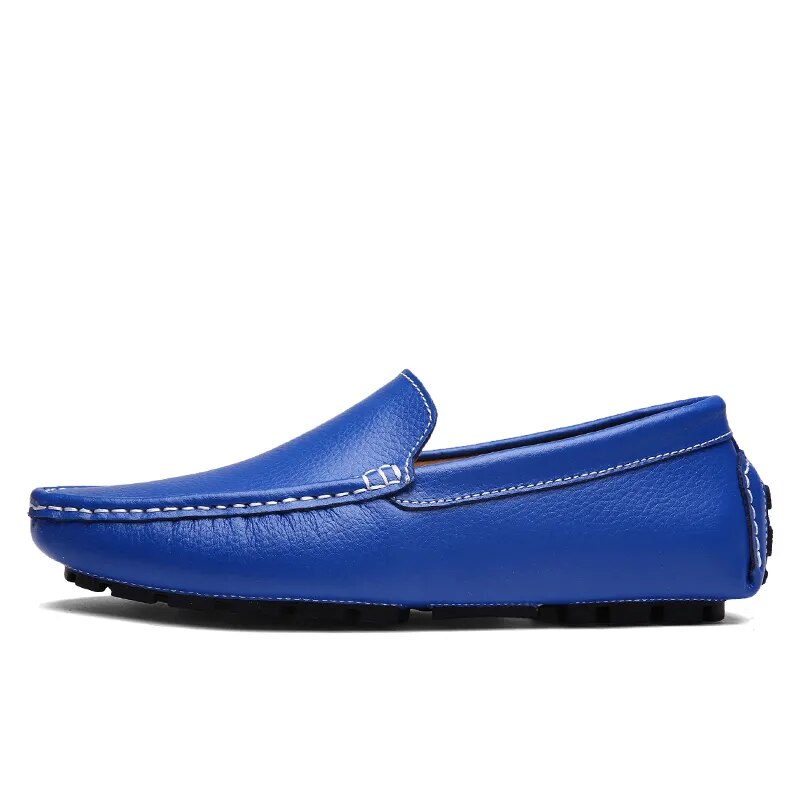 Genuine Leather Men loafers Moccasins Blue Men Driving Shoes Big Size 38-47 Designer Italian Loafers Shoes Wedding Casual Shoes - bertofonsi