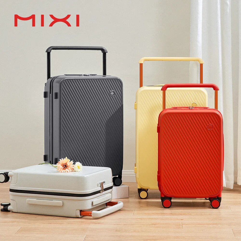 Mixi Gorgeous Wide Handle Suitcase 24" Travel Luggage Rolling Wheels Women Men 20" Carry On Cabin Hardside Patent Design M9276 - bertofonsi