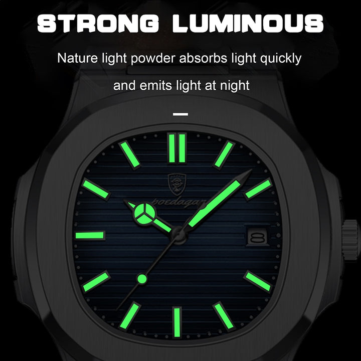 2023 New POEDAGAR Luxury Watch Business Waterproof Male Clock Luminous Date Stainless Steel Square Quartz Men Watch reloj hombre - bertofonsi