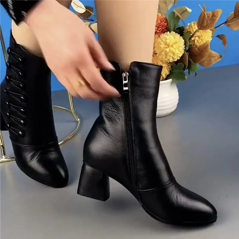 Summer Chunky Chelsea High Boots Women 2022 New Winter High Heels Shoes Women Fashion Sexy Warm Ankle Boots Designer Pumps Shoes - bertofonsi