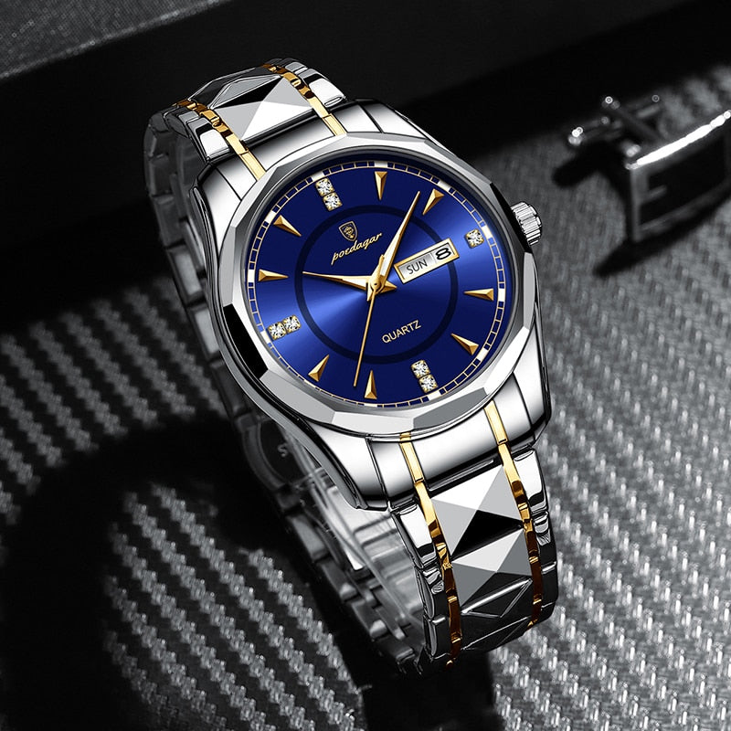 POEDAGAR Stainless Steel Men Watch Luxury Brand Waterproof Luminous Military Wristwatches Business Sport Style Quartz Clocks New - bertofonsi
