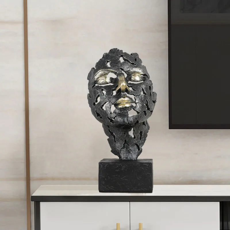 Abstract Character Art Collectible Sculpture Resin Thinker Figurine Face Statue Bookshelf Room Home Decoration Accessories New - bertofonsi