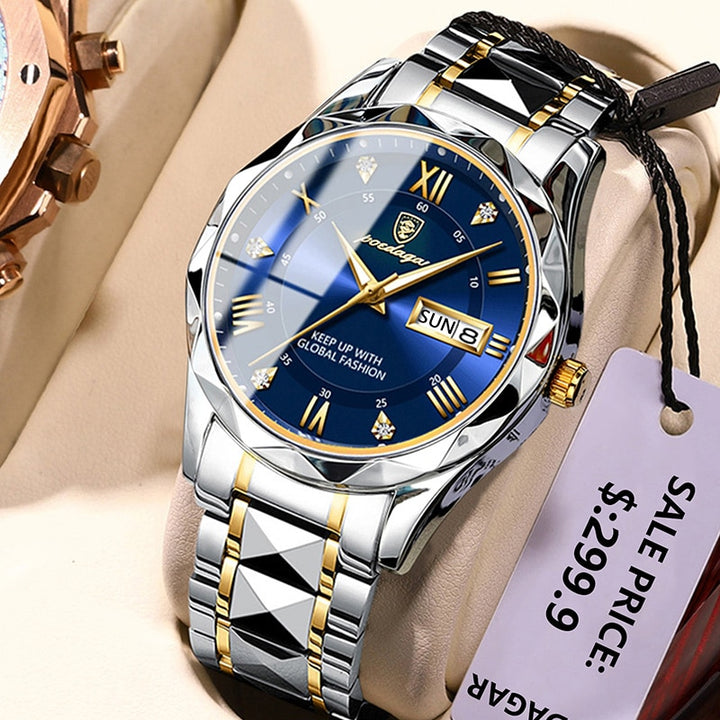 POEDAGAR Brand Fashion Mens Watch Luxury Top Business Stainless Steel Waterproof Wristwatches Male Sport Luminous Date Man Clock - bertofonsi