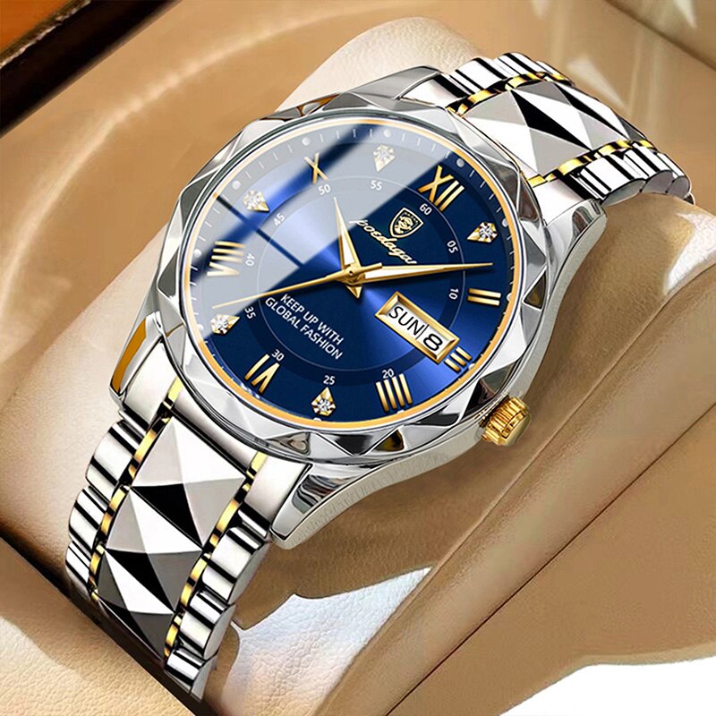 POEDAGAR Brand Fashion Mens Watch Luxury Top Business Stainless Steel Waterproof Wristwatches Male Sport Luminous Date Man Clock - bertofonsi