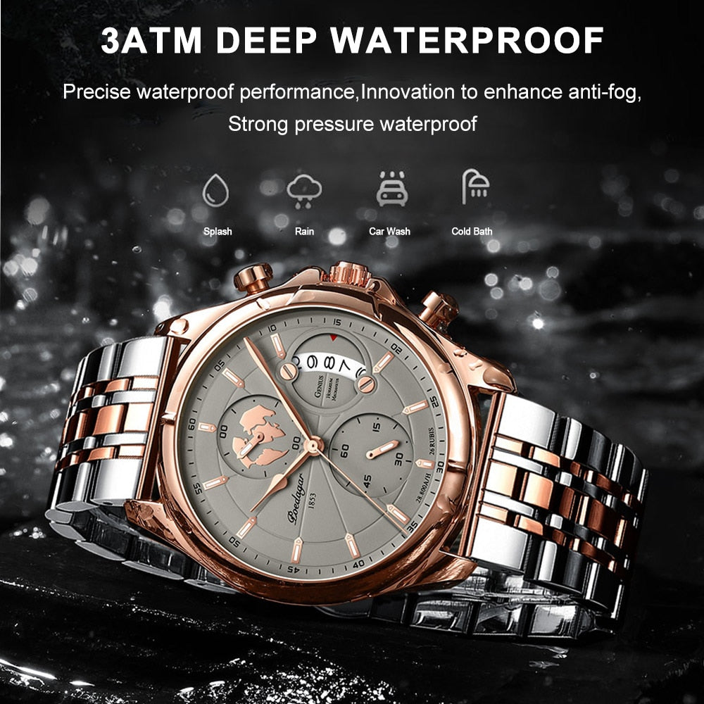 POEDAGAR Top Luxury Brand Casual Men Watch Chronograph Waterproof Date Full Steel Quartz Men's Watch Business Relogio Masculino - bertofonsi