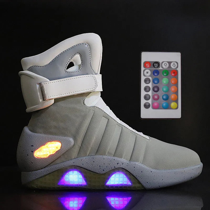 UncleJerry Men Boots Back to Future Adult USB Charging LED Shoes with Remote Control for Men and Women Boots for Party Mag - bertofonsi