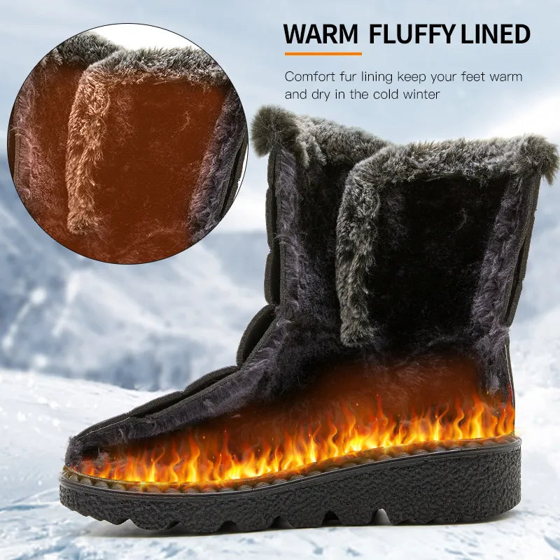 Waterproof Winter Boots for Women 2023 New Faux Fur Long Plush Snow Boots Woman Platform Ankle Boots Warm Cotton Couples Shoes - bertofonsi