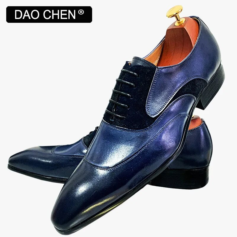 LUXURY HANDMADE MEN REAL LEATHER SHOES LACE UP MENS DRESS SHOES POINTED TOE WEDDING OFFICE BUSINESS OXFORD SHOES FOR MEN - bertofonsi